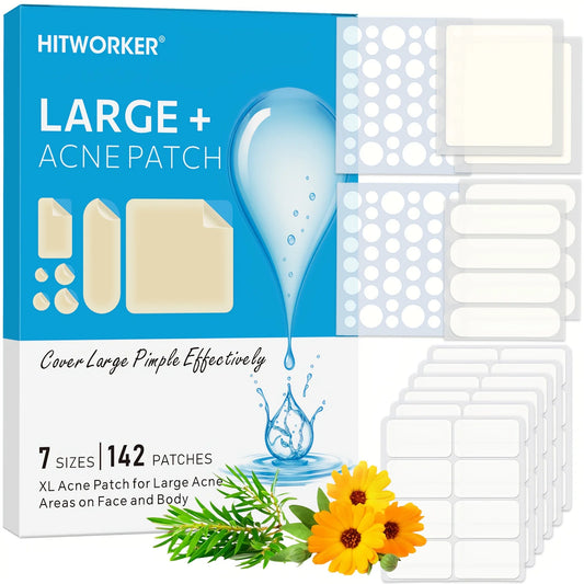 142Pcs Square Rectangle round Oval Clear Acne Nose Patches - Fragrance Free Alcohol Free Hydrogel Invisible Day Night Use