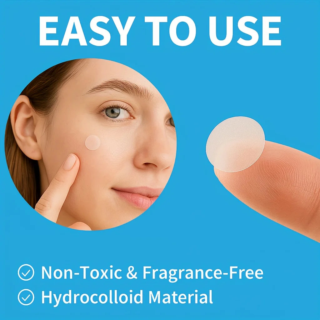 142Pcs Square Rectangle round Oval Clear Acne Nose Patches - Fragrance Free Alcohol Free Hydrogel Invisible Day Night Use